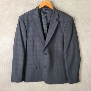 Victorio Couture Jacket Mens 44R (Short) Gray Plaid Tailored Fit Blazer 2 Button